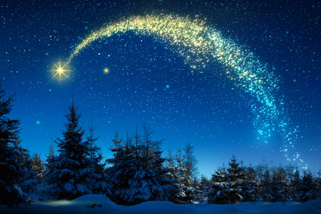 Sky abstract background with Christmas stars.の写真素材
