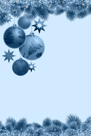 Christmas balls and stars isolated on gray background.の写真素材
