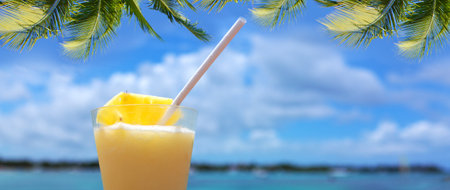 Travel background with drinks Bocal on Caribbean beach.の写真素材