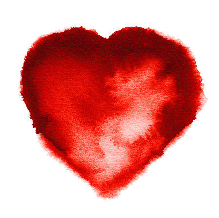 Red watercolor heart shape Isolated . Mothers day background.の写真素材