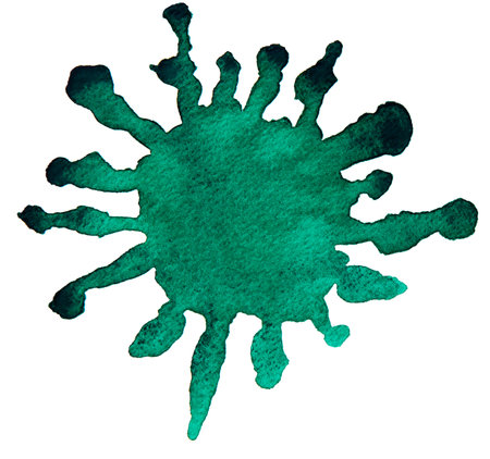 Abstract green watercolor background as blot on whiteの写真素材