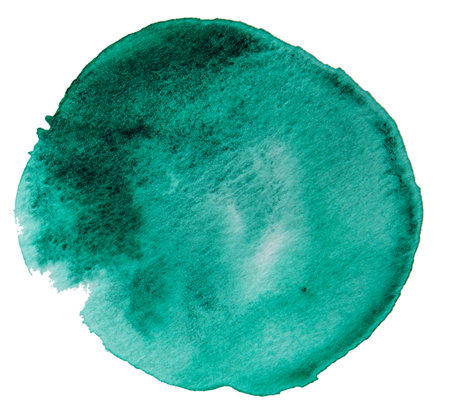 Green watercolor brush stroke texture isolated .の写真素材