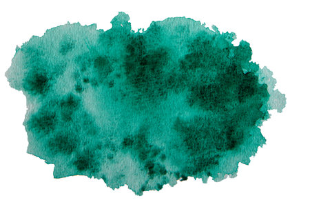Green watercolor brush stroke texture isolated .の写真素材