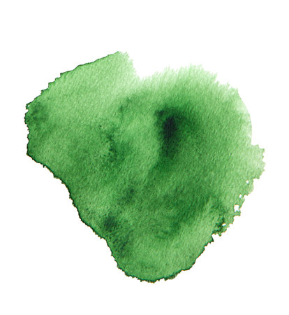 Green watercolor brush stroke texture isolated .の写真素材
