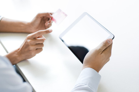 people using credit card for shopping online website on smart phone.の写真素材