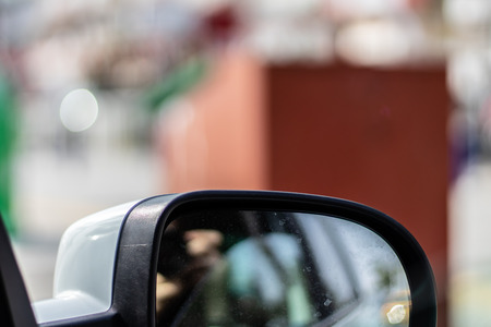 a blurry closeup shoot to car side mirror while moving. photo has taken from izmir/turkey.の写真素材