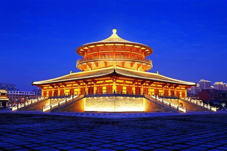 Datong hall landscape view during night timeのeditorial素材