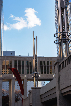 TOKYO - JAPAN - DECEMBER 26, 2015: Cityscape among government buildings in the nishi-Shinjuku district.のeditorial素材