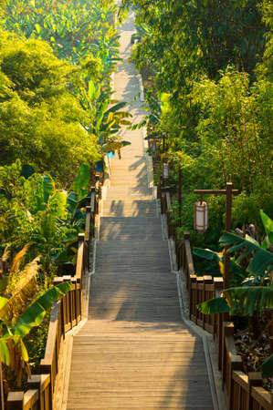 Wooden path at Lin Yutang Cultural Parkのeditorial素材