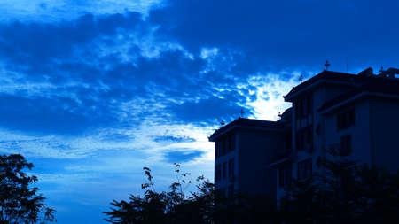 Building of campus under blue skyのeditorial素材