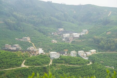Aerial view of the villageの写真素材