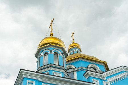 UFA, RUSSIA. AUG 12, 2020. The exterior view of the Church of the Nativity of the Blessed Virgin Mary.のeditorial素材