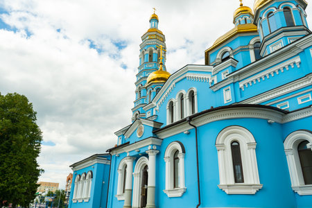 UFA, RUSSIA. AUG 12, 2020. The exterior view of the Church of the Nativity of the Blessed Virgin Mary.のeditorial素材