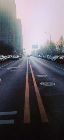 Highway in New York City, USA. Traffic on the street.の写真素材