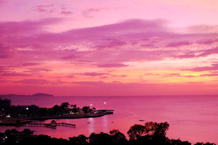 Twilight sky with pink seaの写真素材