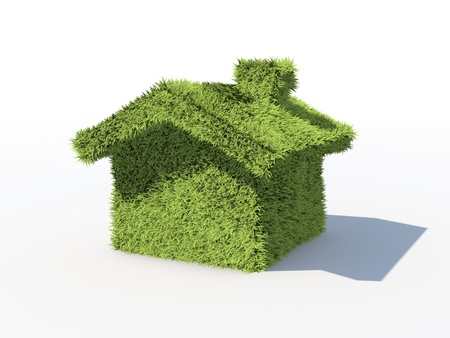 green grass house isolatedの写真素材