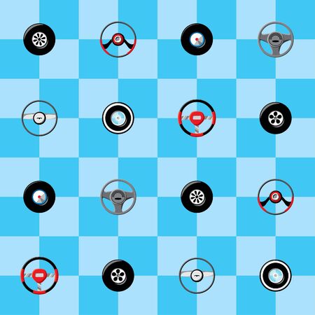 Childish seamless wallpaper with steering wheelsのイラスト素材