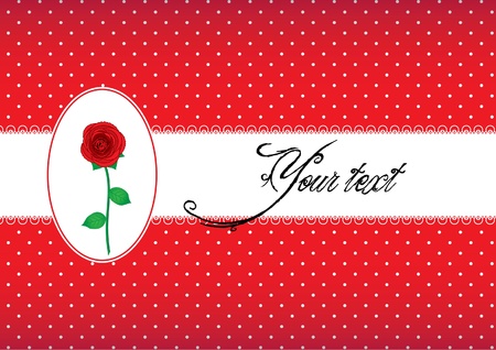 Polka dot card with roseのイラスト素材