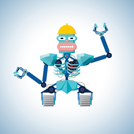 Welcoming robot with hard hatのイラスト素材