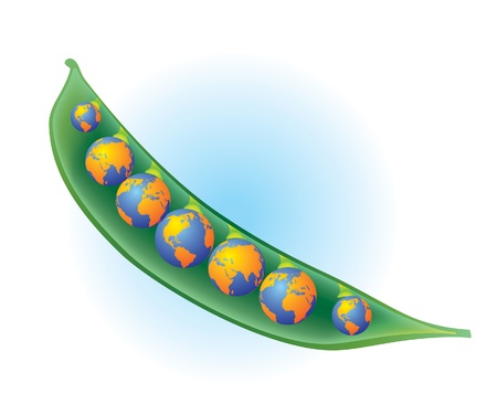 A pea pod filled with globesのイラスト素材
