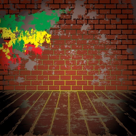 Grunge room with brick wallのイラスト素材