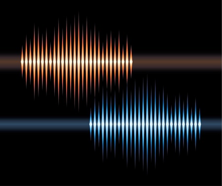 Blue and orange stereo waveformのイラスト素材