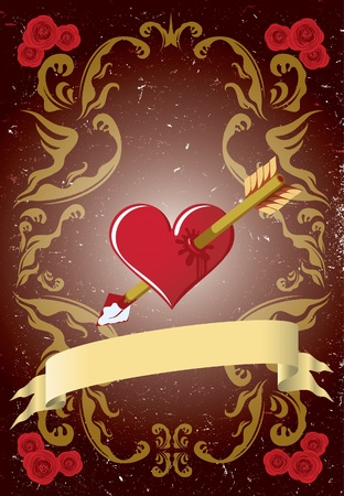 Valentine's day card with arrowed heartのイラスト素材