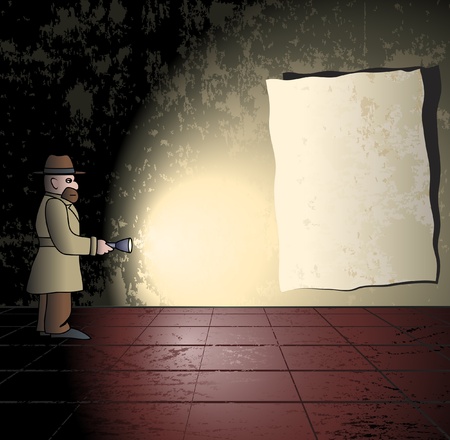 Spy with light in a dark roomのイラスト素材