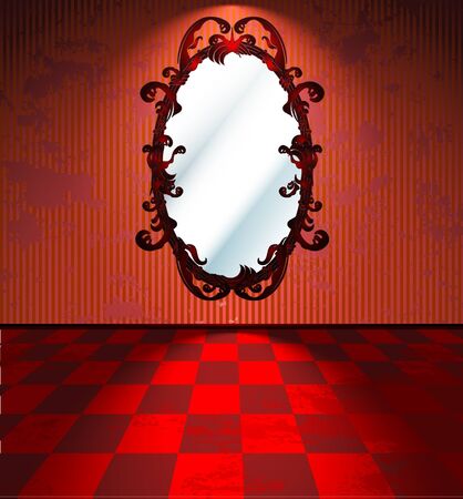 Red room with mirrorのイラスト素材