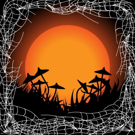 Halloween frame with mushroomsのイラスト素材