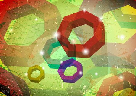 Grungy 3D polygons on aged cardのイラスト素材