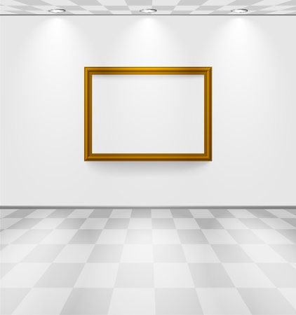 Grey lightened room with wooden frameのイラスト素材