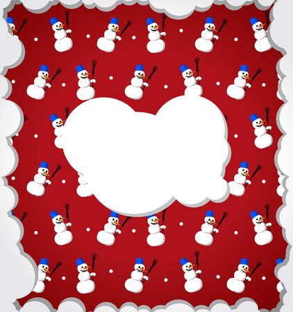 Snowy frame with snowmansのイラスト素材