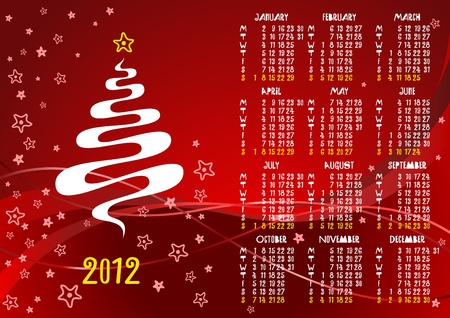 2012 red calendar with funny lettersのイラスト素材