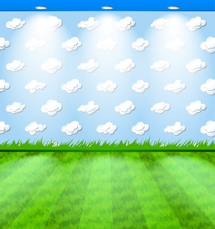 Eco room with grass carpetのイラスト素材