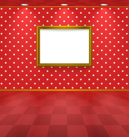 Room with frame and polka dot wallpaperのイラスト素材