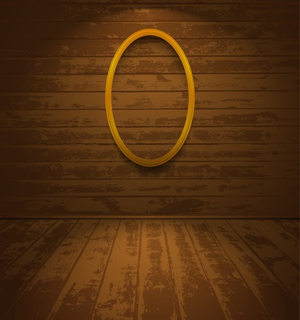 Wooden room with elliptic frameのイラスト素材