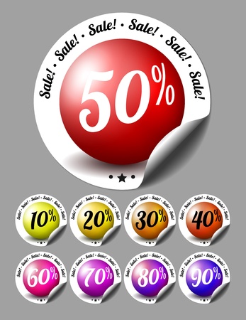 Sale stickers with percentsのイラスト素材