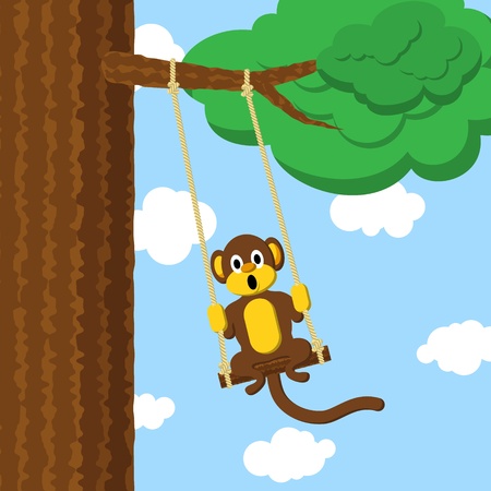Swinging monkeyのイラスト素材