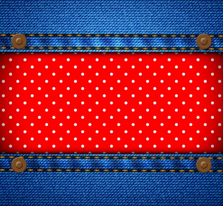 Jeans frame with polka dot patchのイラスト素材