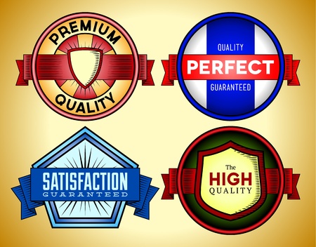 Set of vintage Premium Quality labels, woodcut styledのイラスト素材