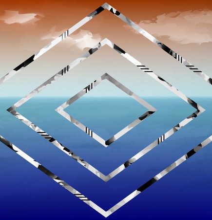 Sea horizon view through the diamond shapesのイラスト素材