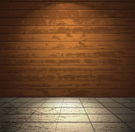 Colorful wooden room with tiled floorのイラスト素材