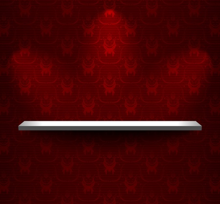 Shelf on the wall with dark red wallpaperのイラスト素材