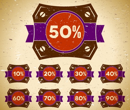 Set of vintage labels with sale percentsのイラスト素材