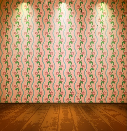 Vintage room with floral wallpaperのイラスト素材