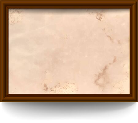 Square wooden frame with aged paper and shadowsのイラスト素材