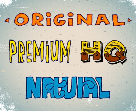 Set of hand written quality lettering labelsのイラスト素材