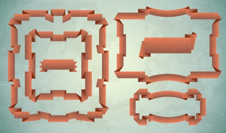 Set of red aged vintage ribbon framesのイラスト素材