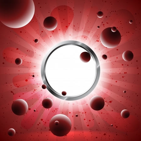 Red scene with flying balls and metal ringのイラスト素材